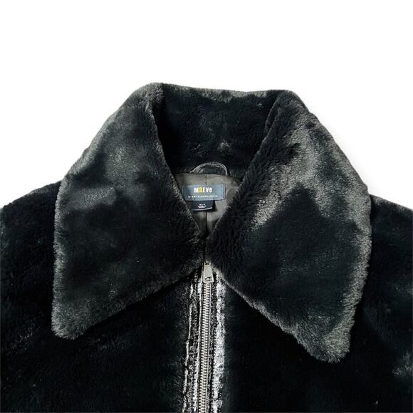 NEW Maeve SUPER SOFT Faux Fur Jacket Leather Trim SIZE XLP Petite Black NWOT - Picture 8 of 15